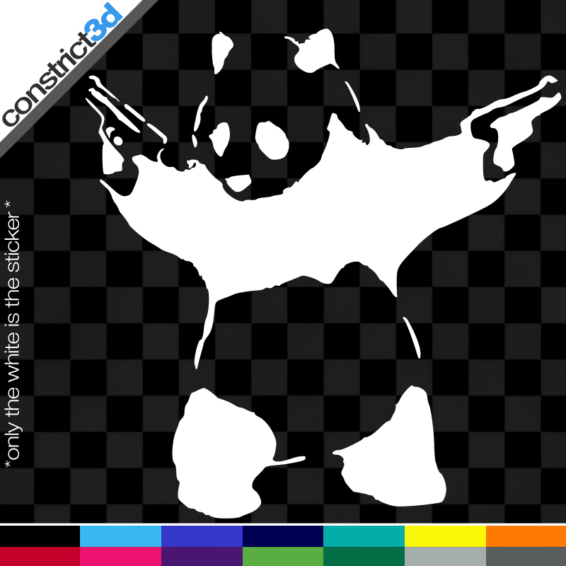 BANKSY PANDA WITH GUNS 5" VINYL DECAL *ANY COLOR* mac macbook wall